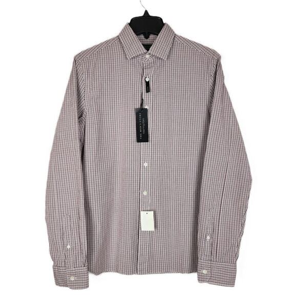 The Men's Store Classic-Fit Stretch Cotton Button-Down Burgundy Check XXL NWT - Picture 1 of 4